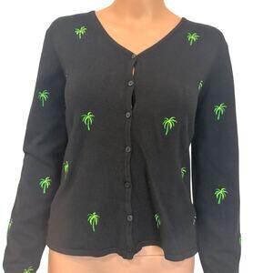Etoile large embroidered palm tree cardigan sweater top SP 2758